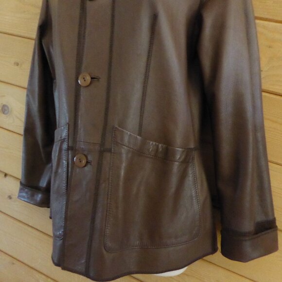 Vera Pelle Shasa Brown Reversible Genuine Leather Suede Jacket S Made in Italy - Picture 6 of 16